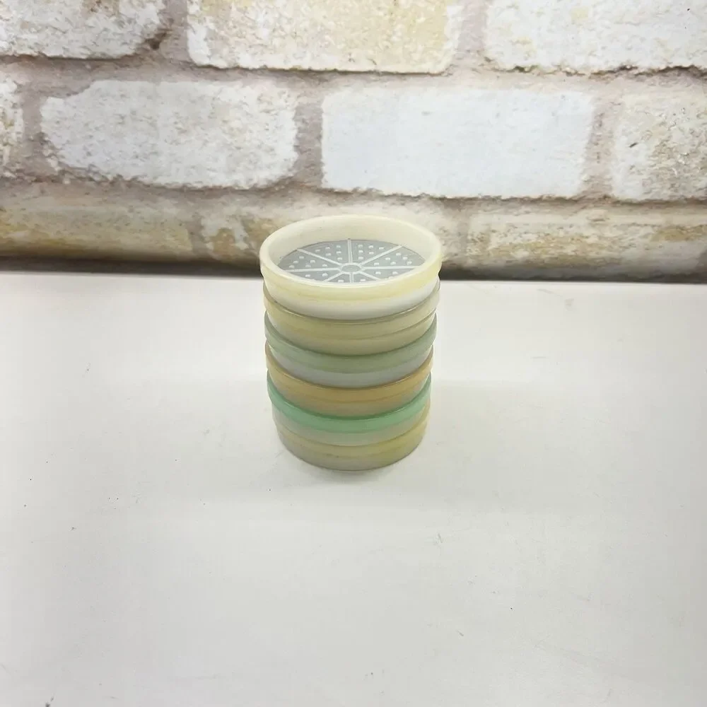 Vintage Tupperware Pastel Wagon Wheel Coaster Set of 6